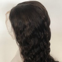 Perruque Cheveux Humains Ondulés Châtain Foncé Mélange Châtain avec Mèches, Dentelle HD 13x6, Raie Centrale, Densité 180%