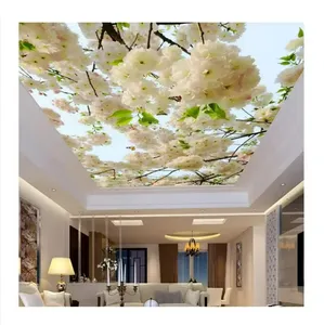 Large Mural3d Stereo White Flower Mural Ceiling Wallpaper Living Room Hotel Ceiling Fresco