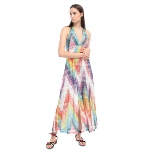 Fabricante Chinês de Kaftan de Praia Longo com Estampa Animal de Seda, Vestido de Praia Sexy com Decote V Profundo para Mulheres - Product Image 2