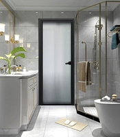 Porte de salle de bain coulissante moderne en aluminium et verre avec verre invisible pour salle de bain