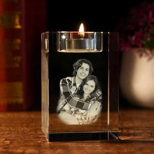 Candle <b>Holder</b> for Anniversary, Customized Crystal <b>Tealight</b> <b>Holders</b> With 3D Picture Text, Souvenir Gifts - Product Image 5