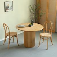 Europäischer Stil Runder Massivholz Esstisch Multifunktional für 4 Personen, Geeignet für Kleine Wohnungen, Wohnzimmer & Esszimmer
