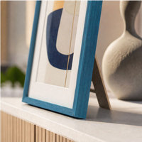 Cadre photo en bois bleu personnalisé, cadre photo moderne pour table, présentoir d'art de bureau pour la décoration de la maison