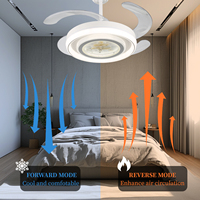 Contemporain Blanc 48 Pouces Salle À Manger Chambre Télécommande Caché Rétractable ABS Lame En Plastique Ventilateur De Plafond Électrique