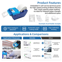 Printer Thermal Terintegrasi MASUNG 80mm 203dpi 250mm/s USB POS Pemotong Otomatis Terminal Layanan Mandiri