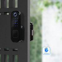 Cerradura de puerta inteligente impermeable para exteriores con aplicación Ttlock Lector de huellas dactilares de doble cara Borde de aleación de aluminio para puertas de aluminio de madera