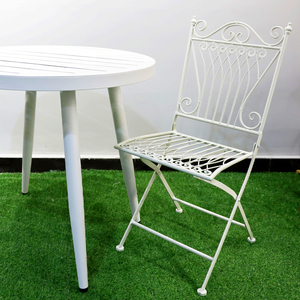 Chaises de salle à manger pliantes carrées en <span class=keywords><strong>fer</strong></span> <span class=keywords><strong>forgé</strong></span> pour l'<span class=keywords><strong>extérieur</strong></span> Bistro Cafe Vintage - Product Image 4