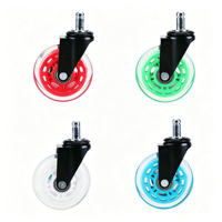 Roulettes pivotantes en plastique transparent rouge, roues en nylon pour chaise de bureau moderne, salle de sport, salon, salle à manger, extérieur, salle de bain