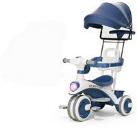 Tricycle pour enfants de qualité supérieure à 3 roues, jouet pour bébé avec musique et lumières, poignée de poussée amovible
