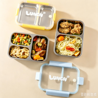 Boîte à lunch bento portable pour enfants à 3 compartiments, couvercles en PP, récipient alimentaire en acier inoxydable 304 pour l'école, le bureau