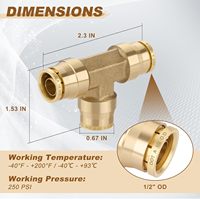 Adaptateur de ligne d'air à 3 voies de 1/2 pouce de diamètre extérieur, approuvé par le DOT, kit de suspension pneumatique pour voiture, camion, remorques, système de freinage pneumatique