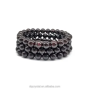 Natural Polish Red Garnet Semi-Precious Gemstones Bracelet Healing Crystal 6mm 8mm Round Beads Stretch Bracelet