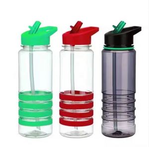 Botella de Agua de Plástico Transparente de Gran Capacidad, Portátil, Libre de BPA, con Pajita y Logotipo Personalizado - Product Image 1