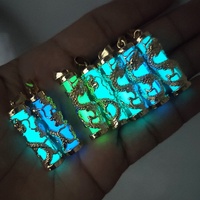 Collier en alliage avec pendentif en pierre luminescente, dragon et phénix dorés, bijoux en jade, accessoires pour hommes et femmes