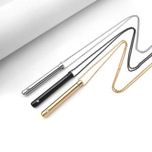 Dropshipping titanio in acciaio inox gioielli Pingente vibratore vibrante olio essenziale ciondolo collana e catene placcato oro - Product Image 1