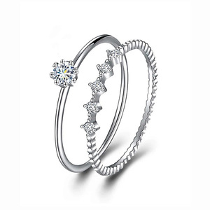 Ensemble de bagues empilables en zircon délicates pour femmes, bijoux élégants pour tous les jours, fiançailles, mode - Product Image 1