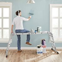 Escalier d'échafaudage en aluminium pliant 4x3 avec grandes charnières Design moderne pour entrepôt à la maison et supermarché utilisation intérieure extérieure