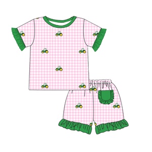 Barboteuse tricotée à fermeture éclair pour bébé fille, motif tracteur, avec volants, vêtements pour enfants - Product Image 2