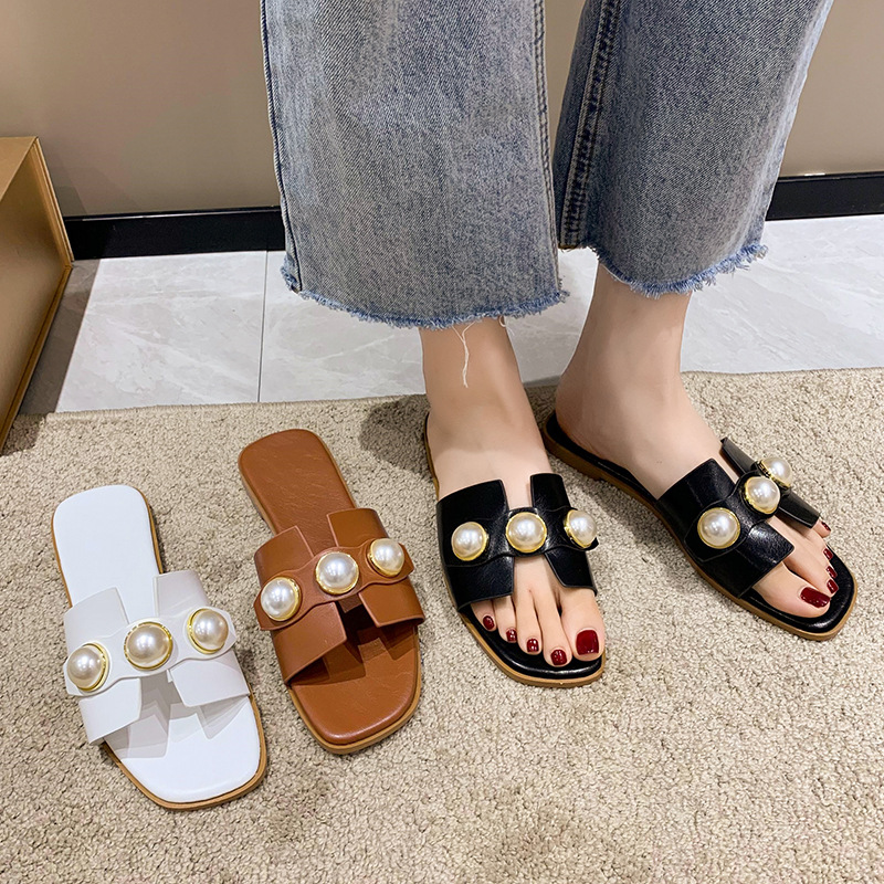 Large Size Ladies Slippers Sandals 2022 Women's Casual Shoes Rubber Flat Slipper