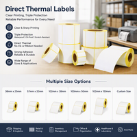 Label Thermal Custom Print 38x25 57x32 102x38 100x50 102x150 Roll Label Thermal Langsung Stiker Label Barcode Thermal untuk Pengiriman