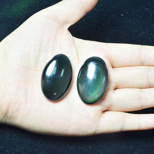 Liontin Batu Permata <span class=keywords><strong>Obsidian</strong></span> Pelangi 40mm Bentuk Tetesan Pir, Batu Asli Hitam Berlubang untuk Pembuatan Perhiasan, Grosir Miss Stone - Product Image 4