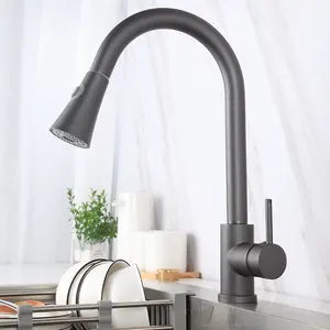 Luxury Design Pull Out Kitchen Faucet Tap 8580 Single Hole 360 Degree black kitchen faucet
