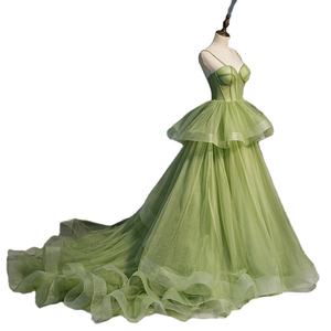 SWS094 Flauschige Abendkleider mit Stufen-Tüll-Rüschen, A-Linien-Abendkleid, Ballkleid, Abschlussballkleid - Product Image 2