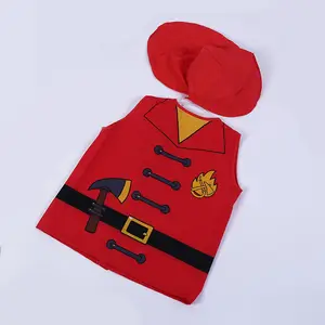 Costume de policier, de pirate, de chef, de docteur, d'infirmière et de pompier pour enfants, gilet et chapeau, ensemble de 2 pièces