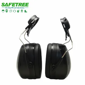 واقيات أذن SAFETREE CE EN352-3 سوداء واقيات أذن للصوت واقيات أمان تُثبت على الخوذة