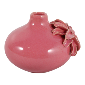 Vaso in Ceramica Rotondo con Dettagli Floreali Tridimensionali e Finitura Lucida per Arredamento Casa - Product Image 4