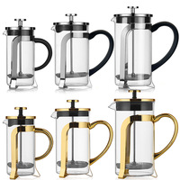 Cafetière à piston en verre multi-tailles, poignée en acier inoxydable, pour café, thé, jus, cuisine domestique – Meilleures ventes