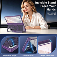 Étui de luxe mat et souple pour Samsung Z Fold 8 Ultra avec support arrière dissimulé, protection d'écran et protection de charnière magnétique