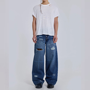 T-shirt Vintage Personalizzata da <span class=keywords><strong>Uomo</strong></span> 100% Cotone con Effetto Distressed, Logo Personalizzato, Oversize, Vestibilità Ampia, Leggera, Maglietta Bianca - Product Image 5