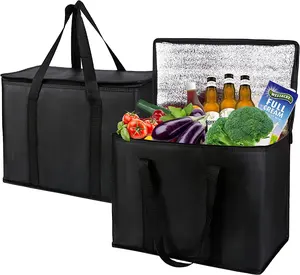 カスタム印刷ロゴ付き無料サンプル高品質ホットランチ食品断熱防水配送バッグ