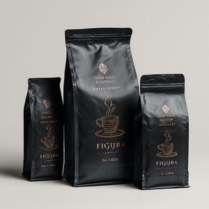 Sac d'emballage de café doré noir de qualité alimentaire imprimé de logo personnalisé avec fermeture à glissière Valve petit grain de café 12oz 500g sac <span class=keywords><strong>Doypack</strong></span> - Product Image 6
