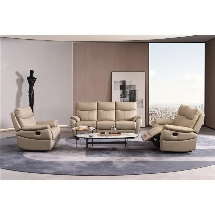 Wholesale factory modern simple luxury furniture 3+2+1 seats recliner living room sofas
