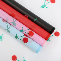 Papier d'emballage pour fleurs en OPP imperméable, motif cerise mignon, style coréen, pour bouquets, emballage cadeau, fournitures pour fleuristes, vente en gros