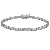 Bracelet tennis classique en argent sterling S925 plaqué rhodium avec zircon cubique de 3 mm et pierres multicolores pour femme - Vente en gros