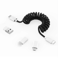 Kit de Adaptador de Carga USB con Cable Transparente Retráctil OEM para Regalo, Cabezal Convertidor USB y Cable de Carga de 60W con su Logotipo