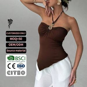<span class=keywords><strong>Top</strong></span> da Donna Personalizzato di Alta Qualità, Stile Nightclub, Halter, Slim Fit, Senza Maniche, Corto, Tinta Unita, Traspirante - Product Image 1