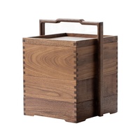 Boîte à lunch en bois massif, nouveau style campagnard, valise, boîte bento double couche, boîte isotherme pour bonbons et desserts, multifonction 3-6L