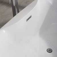 Moderne 67 ''1700mm Ovale Blanc Noir Personnalisé Isolé Portable Adulte Douche Coin Autoportant Acrylique Salle De Bains Trempage Baignoire