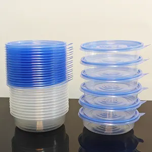 Contenitori per il pranzo in plastica Bento tonda da 500ml / 17oz per microonde con coperchi usa e getta PP contenitori per alimenti per la preparazione di pasti sicuri per microonde