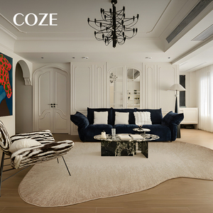 Nouveau <span class=keywords><strong>tapis</strong></span> de salon moderne de style crème français, sur mesure, à poils bouclés, antidérapant, en soie de lait écologique - Product Image 5