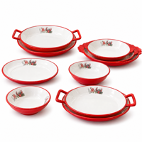Service de vaisselle en mélamine motif écrevisses, série de plateaux bicolores rouge et blanc pour la cuisson des fruits de mer, utilisation en restaurant et buffet, certifié CE
