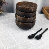 Bol en bois de Coco naturel de Protection, pour salade, noix, vaisselle en bois de Coco, ensemble de cuillères, Smoothie, noix de Coco, cuisine