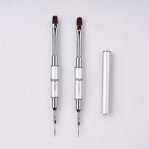 Porte-stylo en métal, pinceau à ongles double tête, pinceau professionnel pour la peinture d'art des ongles, pinceau pour le gel UV, pinceau de dessin pour la manucure en salon - Product Image 1