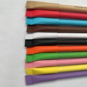 Stylo publicitaire promotionnel avec impression de logo, tube en papier kraft, stylo à bille, capuchon de dentifrice, utilisation en hôtel, conférence, modèle <span class=keywords><strong>HJC</strong></span> - Product Image 2