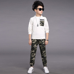 Yeni sonbahar moda kamuflaj çocuklar giyim setleri gençler çocuk Boy askeri üniforma giysi iki parça bir takım pamuk bebek mektup