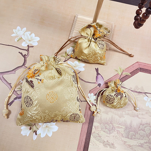 Chine Réutilisable Dragon Soie Brocart Cordon Pochette Papier et Carton Imprimé Sac De Rangement pour Bijoux et Cadeaux Conteneur Élégant - Product Image 1